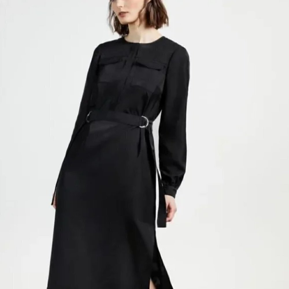 Nwt Ted Baker Aminna Long Sleeve Utility Midi Dress Navy Uk 2 Us 6
